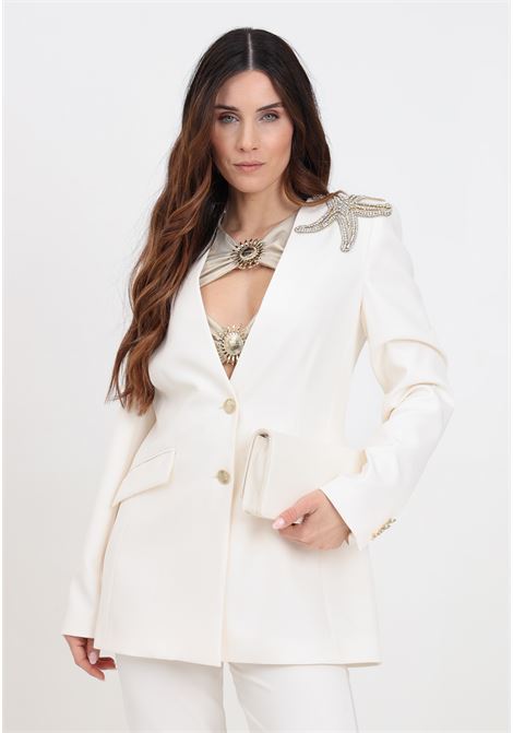 Blazer da donna bianco con applicazione stella marina con strass ALMA SANCHEZ | GIACCA JAMESPANNA